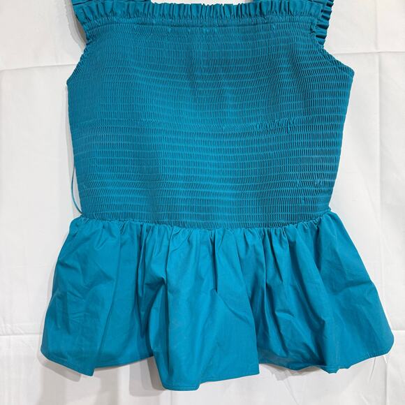 INC International Concepts Teal Smocked Peplum Top Sz M NWT - Picture 4 of 13